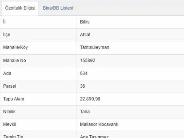 Kulaksız, Ahlat içerisinde satılık Arsa