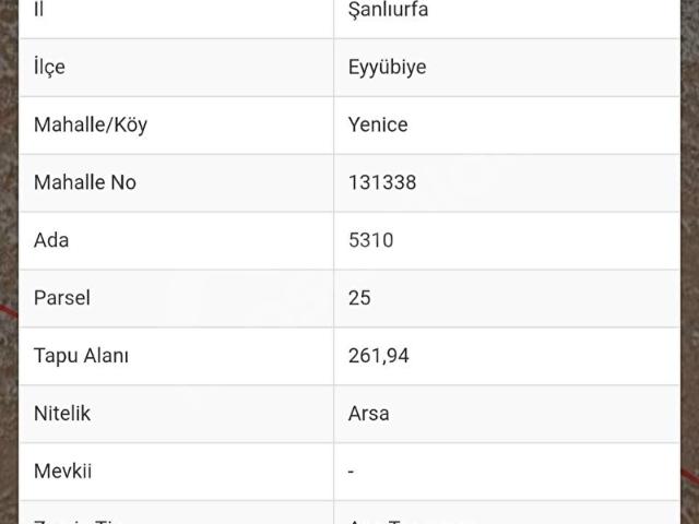 Şanliurfa içerisinde satılık Arsa