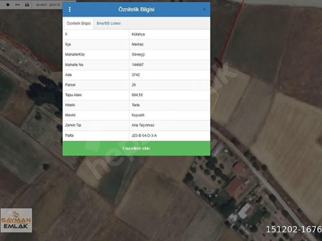 Kütahya Merkez, Kütahya içerisinde satılık Arsa