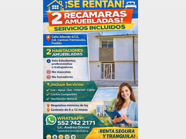 Cuarto en renta en Cañada Morelos, Puebla