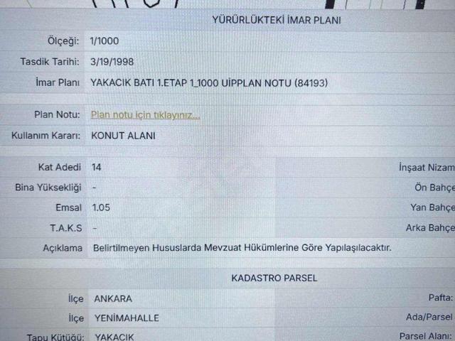 Yakacık Mahallesi, Yenimahalle içerisinde satılık mülk