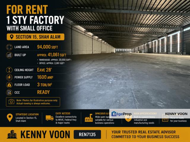 Warehouse for rent in Petaling, Alam Impian