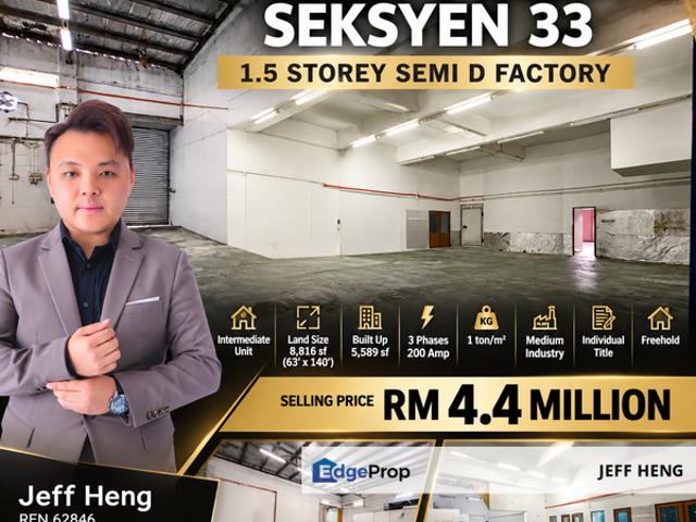 Warehouse for sale in Seksyen 33, Shah Alam
