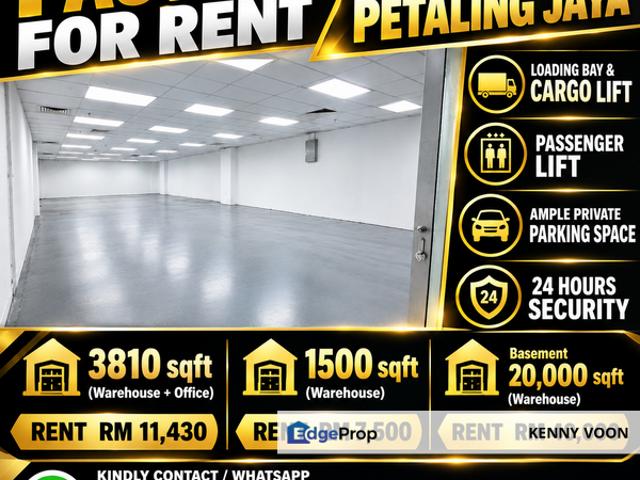 Warehouse for rent in Petaling, Damansara Damai