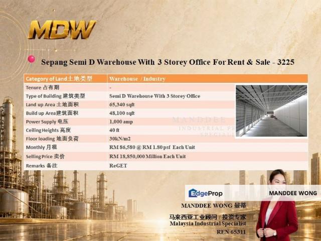 Warehouse for rent in Bandar Baru Salak Tinggi, Sepang