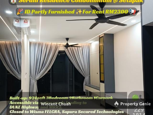 Condominium for rent in Taman Sri Rampai, Kuala Lumpur