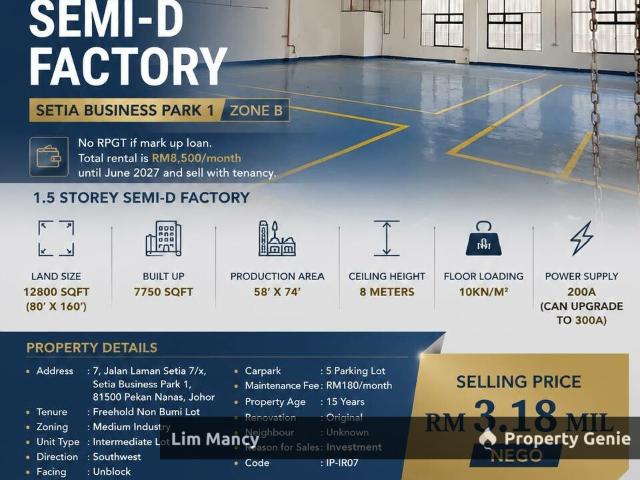 Warehouse for sale in Bukit Ledang, Johor