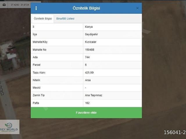 Kızılcalar Mahallesi, Seydişehir içerisinde satılık mülk