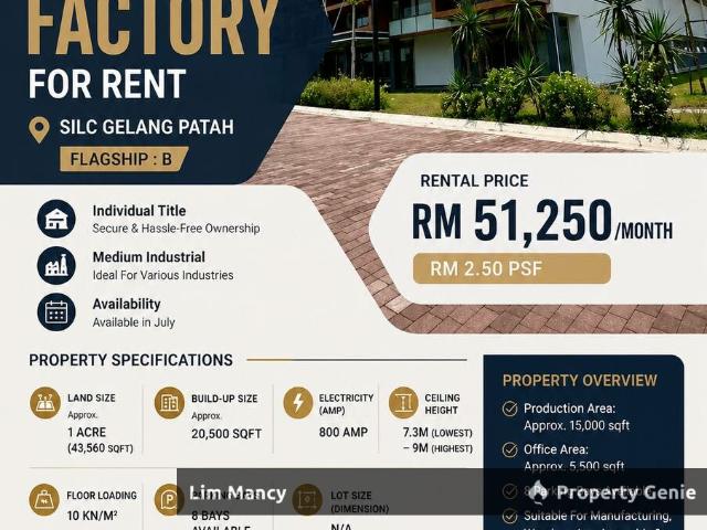 Warehouse for rent in Bukit Ledang, Johor