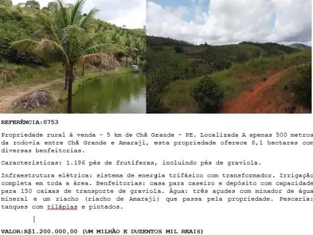 Sítio e chácara venda em Região Geográfica Imediata de Caruaru, Chá Grande