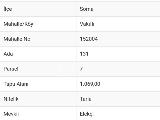 Boncuklu, Soma içerisinde satılık Arsa