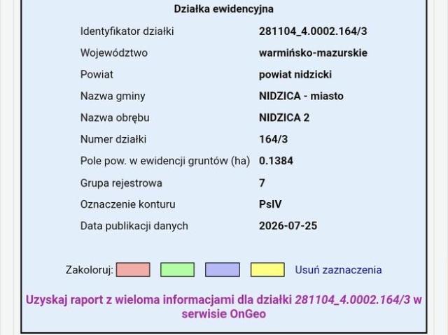 Grunt na sprzedaż w Nidzica, Warmińsko-mazurskie