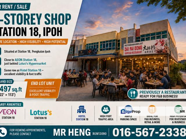 Shop for rent in Perak, Tanjong Ipoh