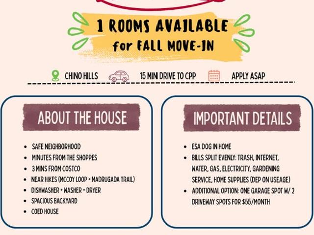 Room for rent in Chino Hills, California