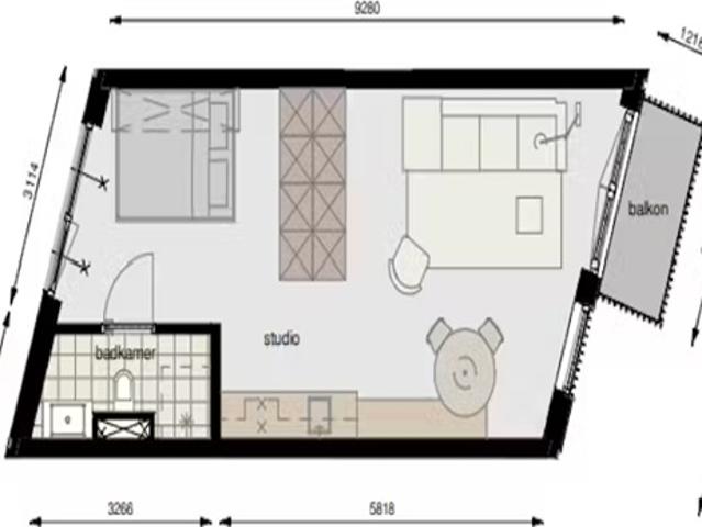 Studio te huur in Binnenstad, Delft