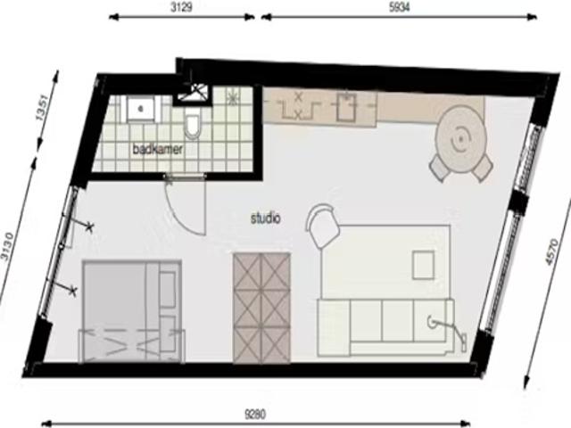 Studio te huur in Binnenstad, Delft