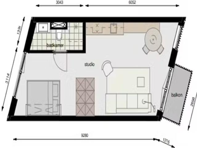 Studio te huur in Binnenstad, Delft