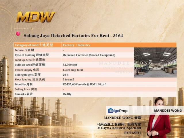 Warehouse for rent in Petaling, Subang Jaya