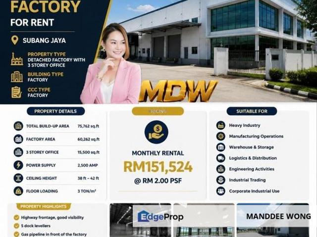 Warehouse for rent in Petaling, Subang Jaya