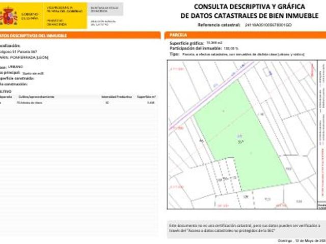 Terreno en venta en Flores del Sil, El Bierzo