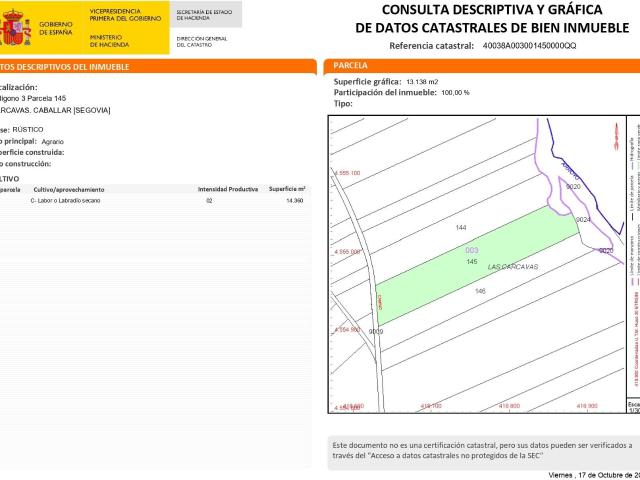 Terreno en venta en Caballar, Segovia
