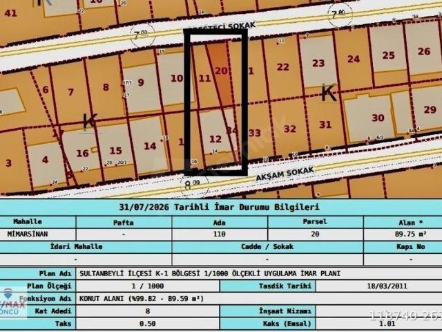Mimar Sinan Mahallesi, Sultanbeyli içerisinde satılık Arsa