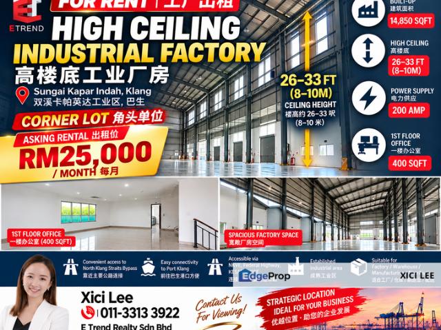 Warehouse for rent in Bandaraya Klang, Klang