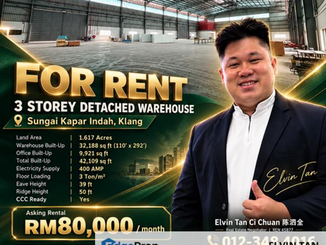 Warehouse for rent in Bandaraya Klang, Klang