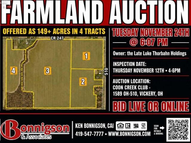 Land for sale in Vickery, Sandusky County
