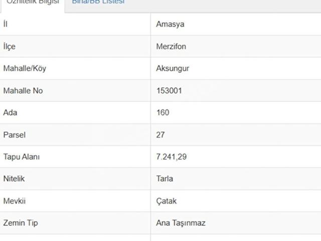 Aksungur, Merzifon içerisinde satılık Arsa