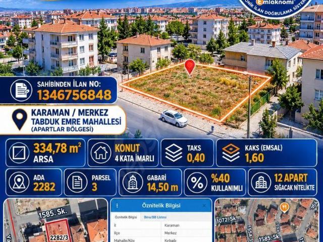 Tabduk Emre Mahallesi, Karaman Merkez içerisinde satılık Arsa