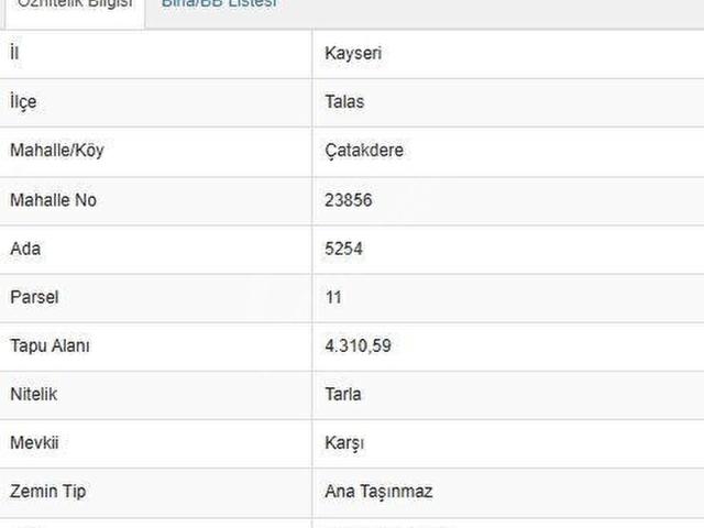 Talas, Kayseri içerisinde satılık Arsa