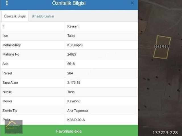 Talas, Kayseri içerisinde satılık Arsa