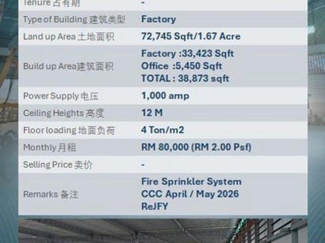 Warehouse for rent in Selayang, Selangor