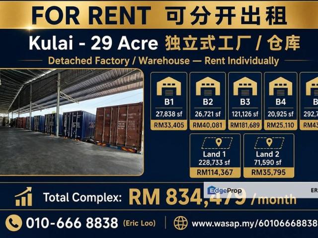 Warehouse for rent in Kulai, Johor