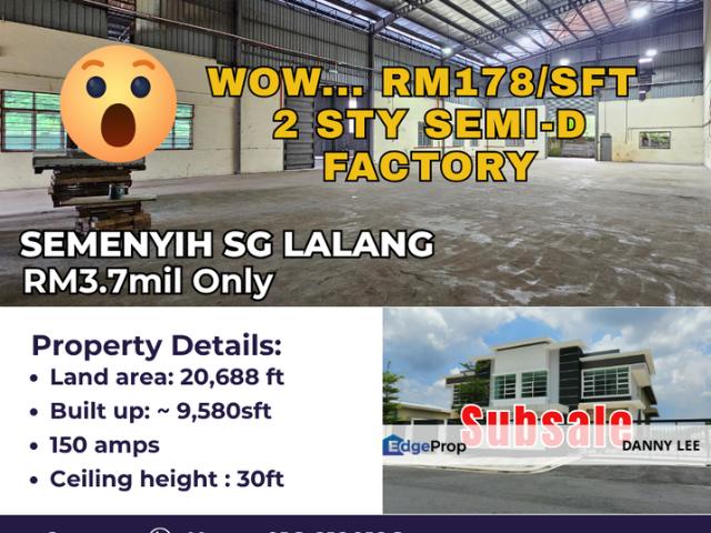 Warehouse for sale in Kajang, Langat