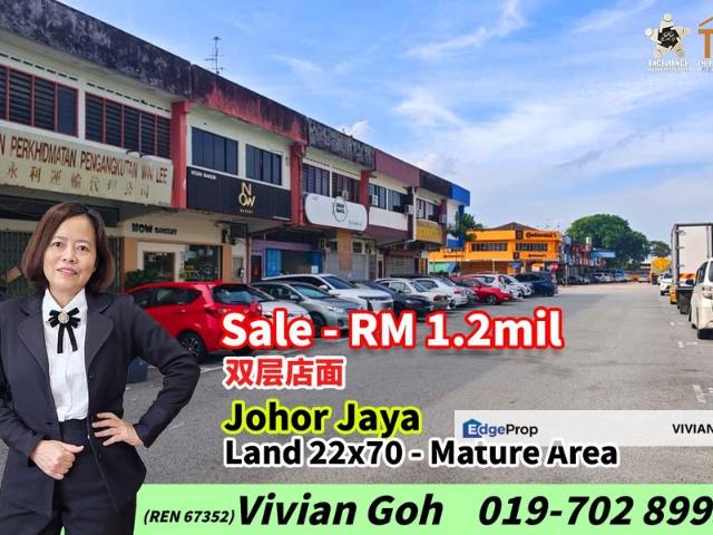 Shop for sale in Taman Johor Jaya, Plentong
