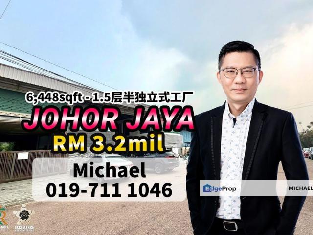 Warehouse for sale in Taman Johor Jaya, Plentong