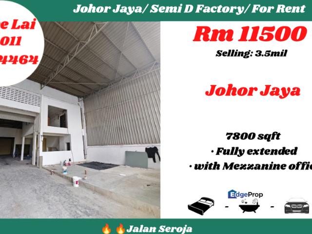 Warehouse for rent in Taman Johor Jaya, Plentong