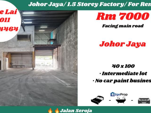Warehouse for rent in Taman Johor Jaya, Plentong