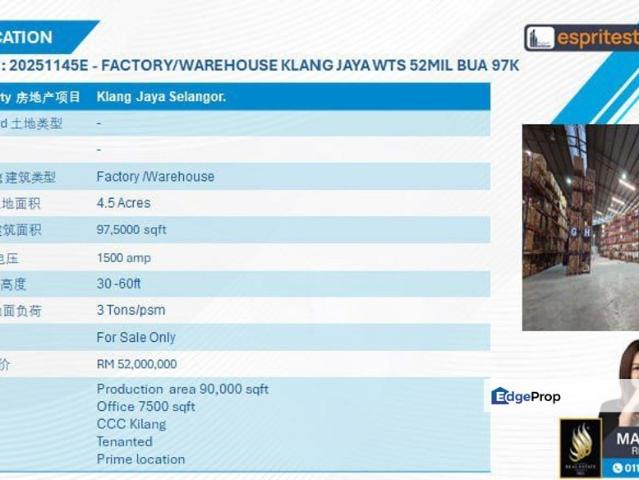Warehouse for sale in Port Klang, Selangor