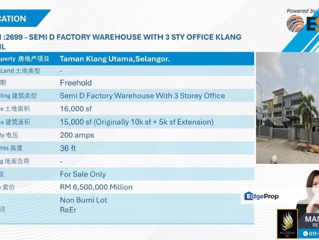 Warehouse for sale in Port Klang, Selangor