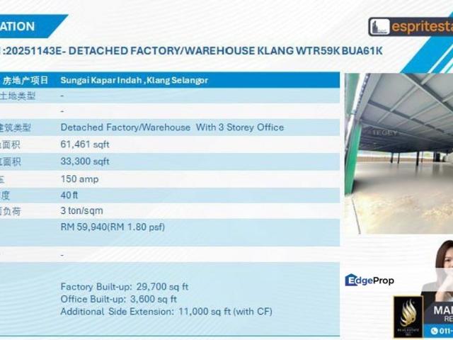Warehouse for rent in Port Klang, Selangor