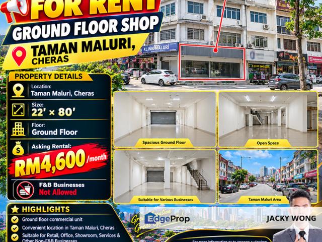 Shop for rent in Maluri, Kuala Lumpur
