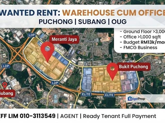 Warehouse for rent in Tanjong Sepat, Selangor