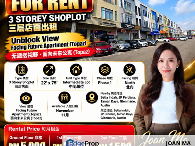 Shop for rent in Tebrau, Johor Bahru