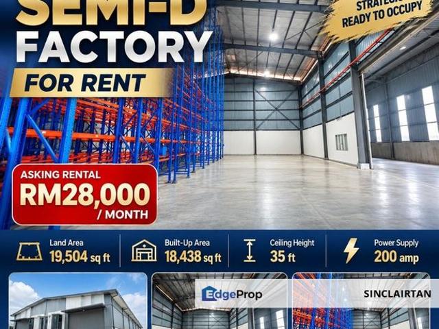 Warehouse for rent in Bandaraya Klang, Klang