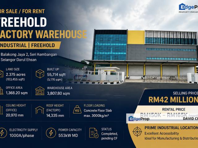 Warehouse for sale in Kajang, Langat