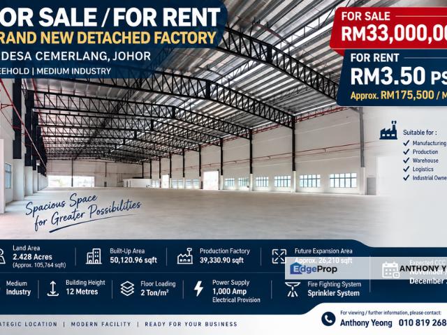 Warehouse for sale in Johor