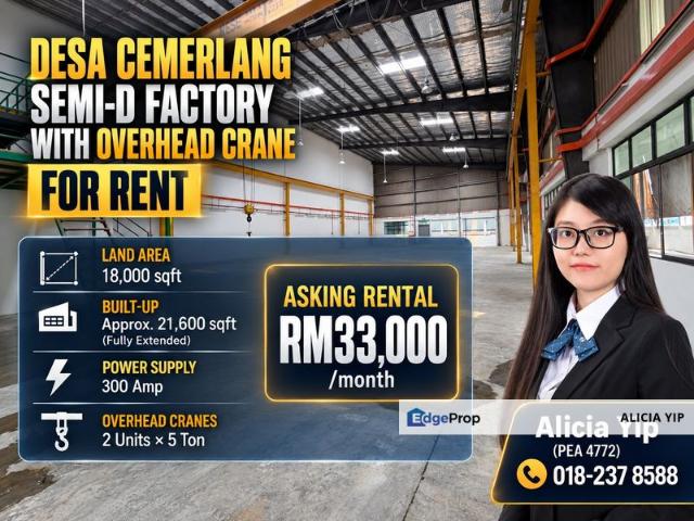 Warehouse for rent in Desa Jaya, Johor Bahru